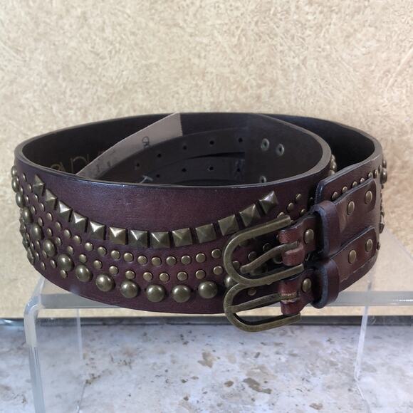 Cache Espresso Leather Nail Head Grommets Belt Buckles Pant New Matches Top $98 - Picture 6 of 7